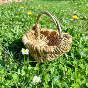 Panier sur arceaux en feuilles d'iris